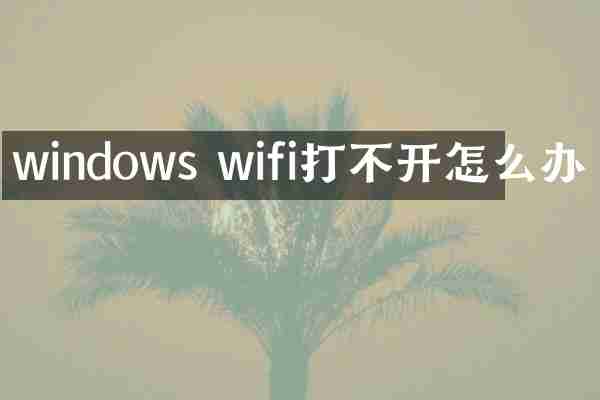 windows wifi打不开怎么办