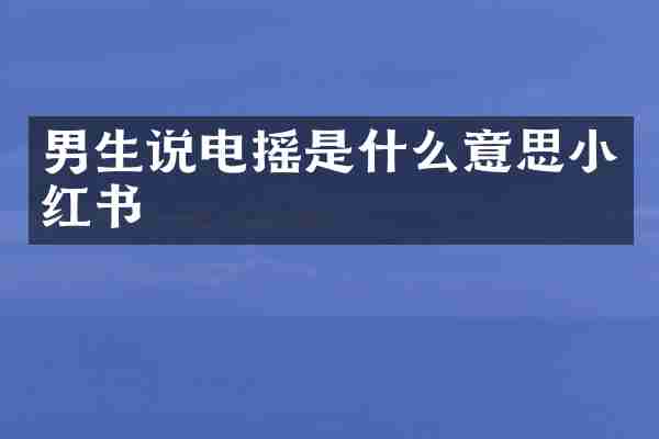 男生说电摇是什么意思小红书