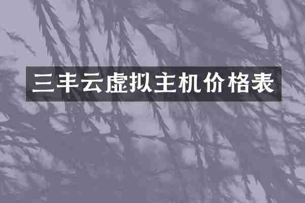 三丰云虚拟主机价格表