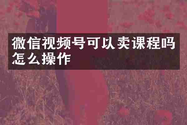 微信视频号可以卖课程吗怎么操作