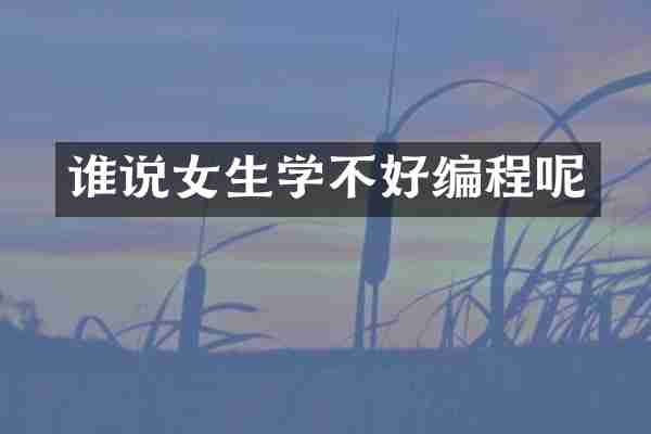 谁说女生学不好编程呢
