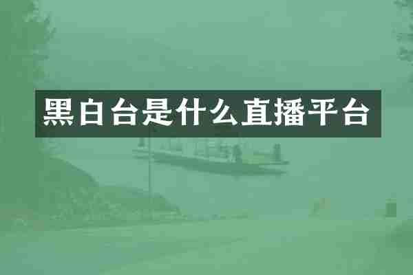 黑白台是什么直播平台