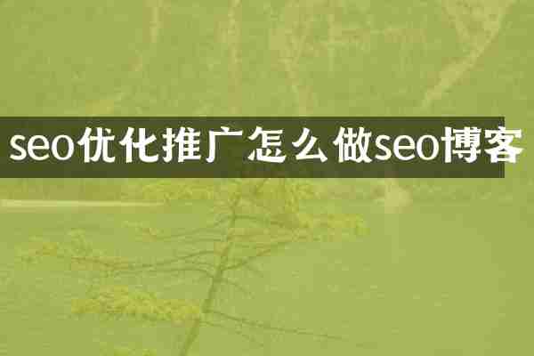 seo优化推广怎么做seo博客
