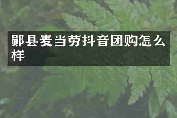郧县麦当劳抖音团购怎么样
