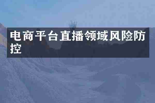 电商平台直播领域风险防控