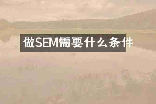 做SEM需要什么条件