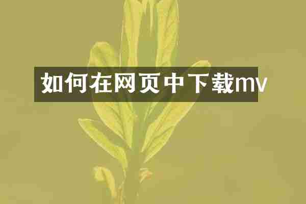 如何在网页中下载mv