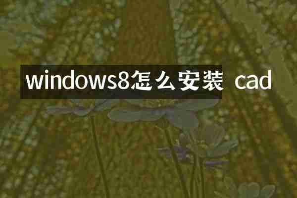 windows8怎么安装 cad