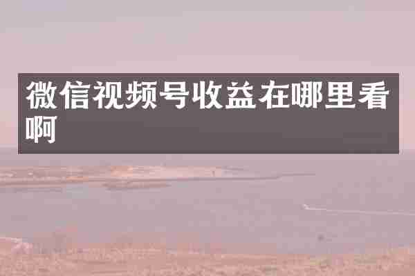 微信视频号收益在哪里看啊