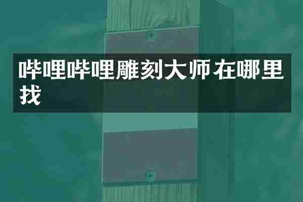 哔哩哔哩雕刻大师在哪里找