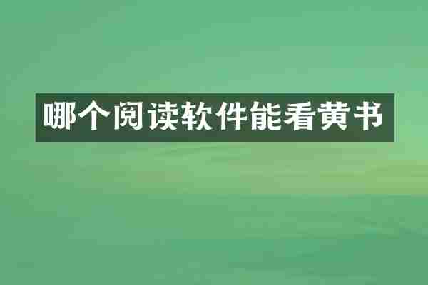 哪个阅读软件能看黄书