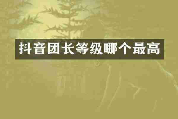 抖音团长等级哪个最高