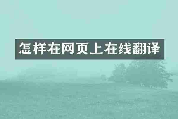 怎样在网页上在线翻译