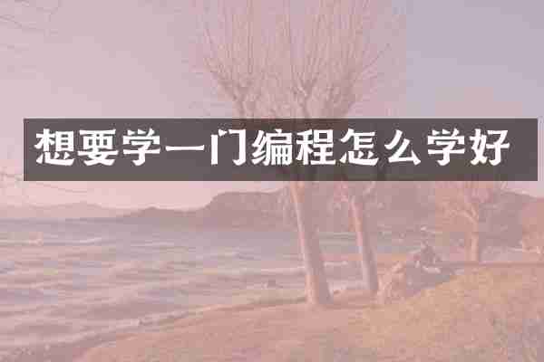 想要学一门编程怎么学好