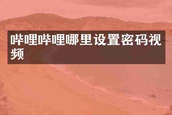 哔哩哔哩哪里设置密码视频