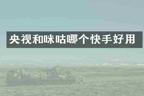 央视和咪咕哪个快手好用