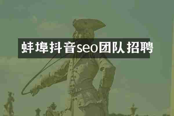 蚌埠抖音seo团队招聘