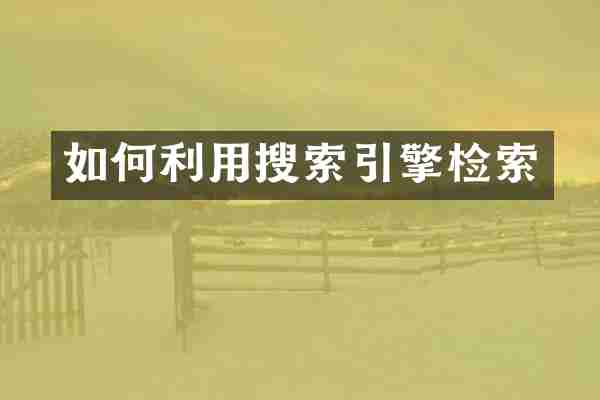 如何利用搜索引擎检索