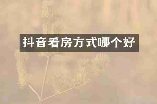 抖音看房方式哪个好