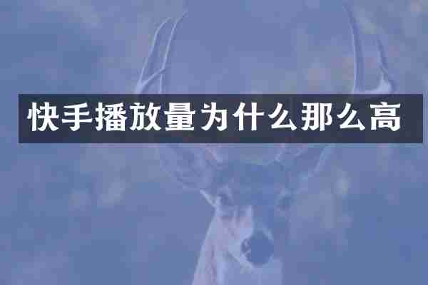 快手播放量为什么那么高