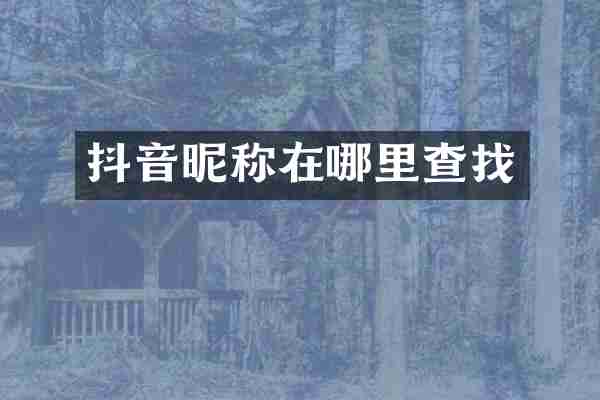 抖音昵称在哪里查找