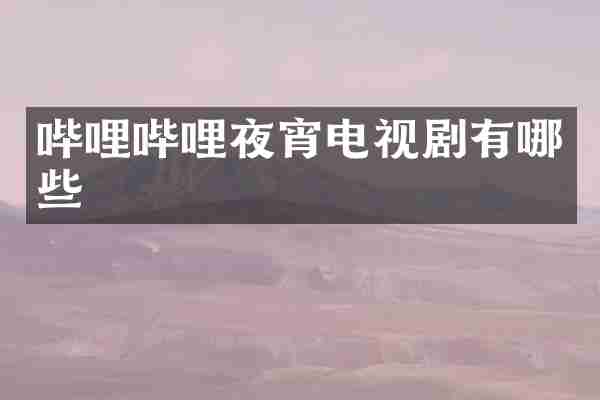 哔哩哔哩夜宵电视剧有哪些