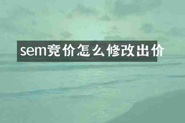 sem竞价怎么修改出价