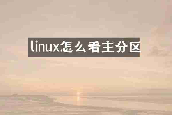 linux怎么看主分区