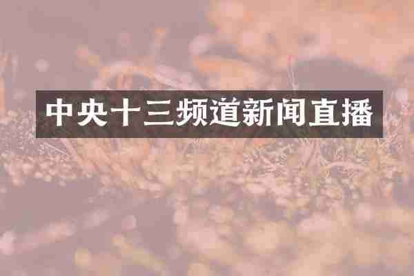 中央十三频道新闻直播