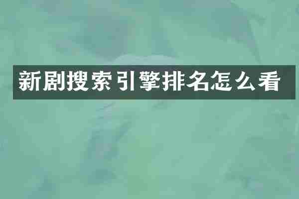 新剧搜索引擎排名怎么看