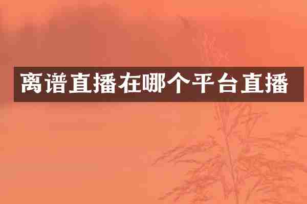 离谱直播在哪个平台直播
