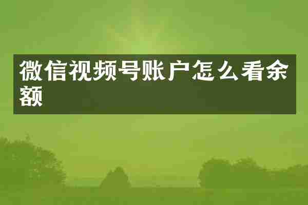 微信视频号账户怎么看余额