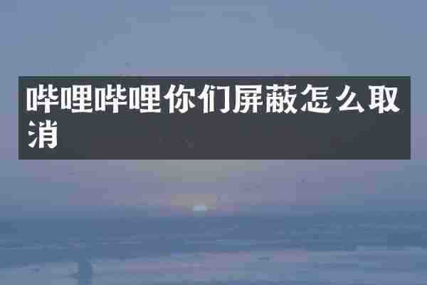 哔哩哔哩你们屏蔽怎么取消