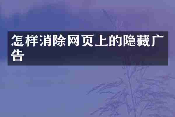 怎样消除网页上的隐藏广告