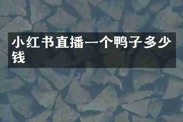 小红书直播一个鸭子多少钱