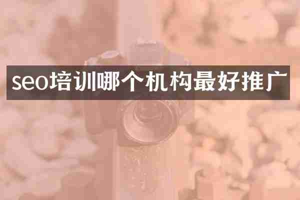 seo培训哪个机构最好推广
