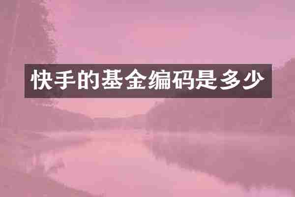 快手的基金编码是多少