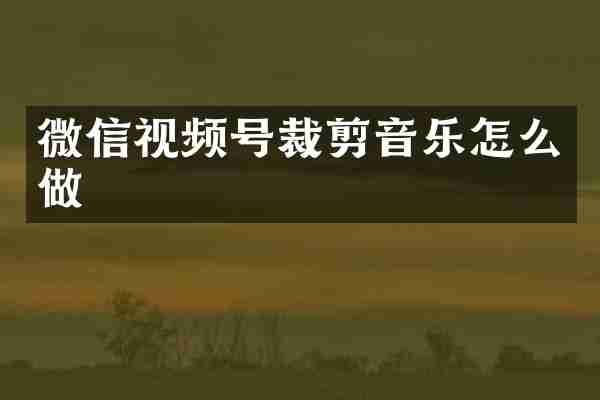 微信视频号裁剪音乐怎么做