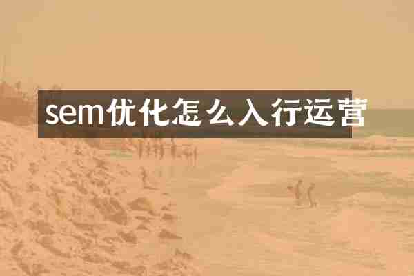 sem优化怎么入行运营