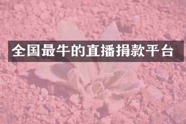 全国最牛的直播捐款平台