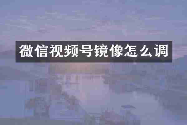 微信视频号镜像怎么调