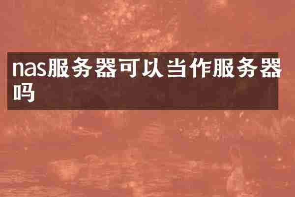 nas服务器可以当作服务器吗