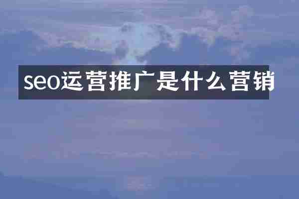 seo运营推广是什么营销