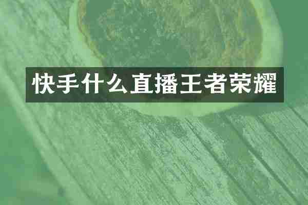 快手什么直播王者荣耀