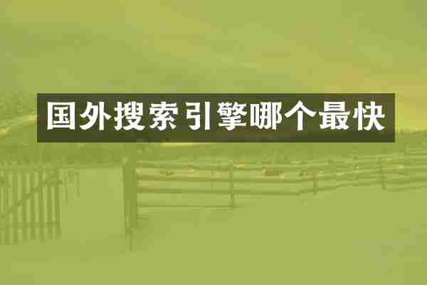 国外搜索引擎哪个最快