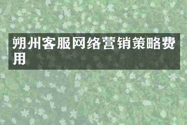 朔州客服网络营销策略费用