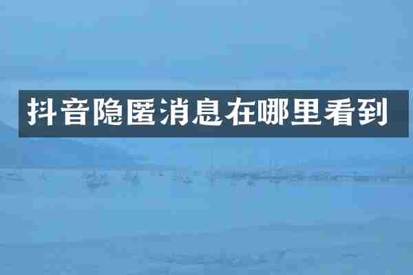 抖音隐匿消息在哪里看到