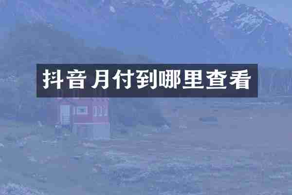抖音月付到哪里查看