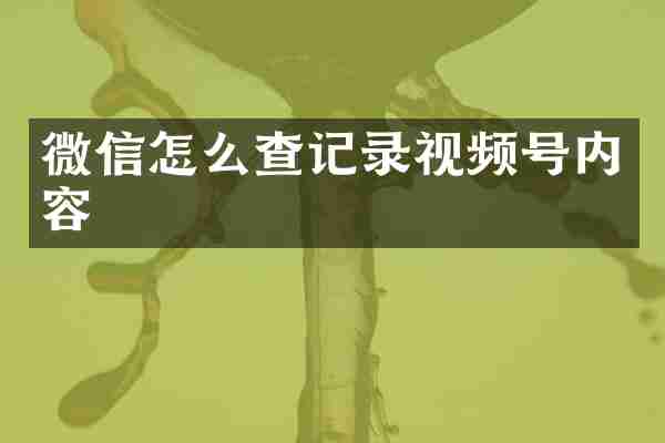 微信怎么查记录视频号内容
