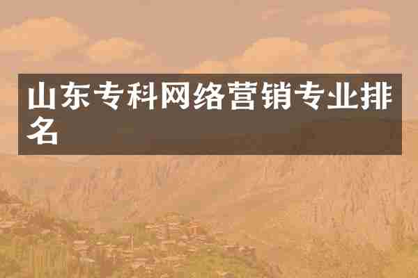 山东专科网络营销专业排名